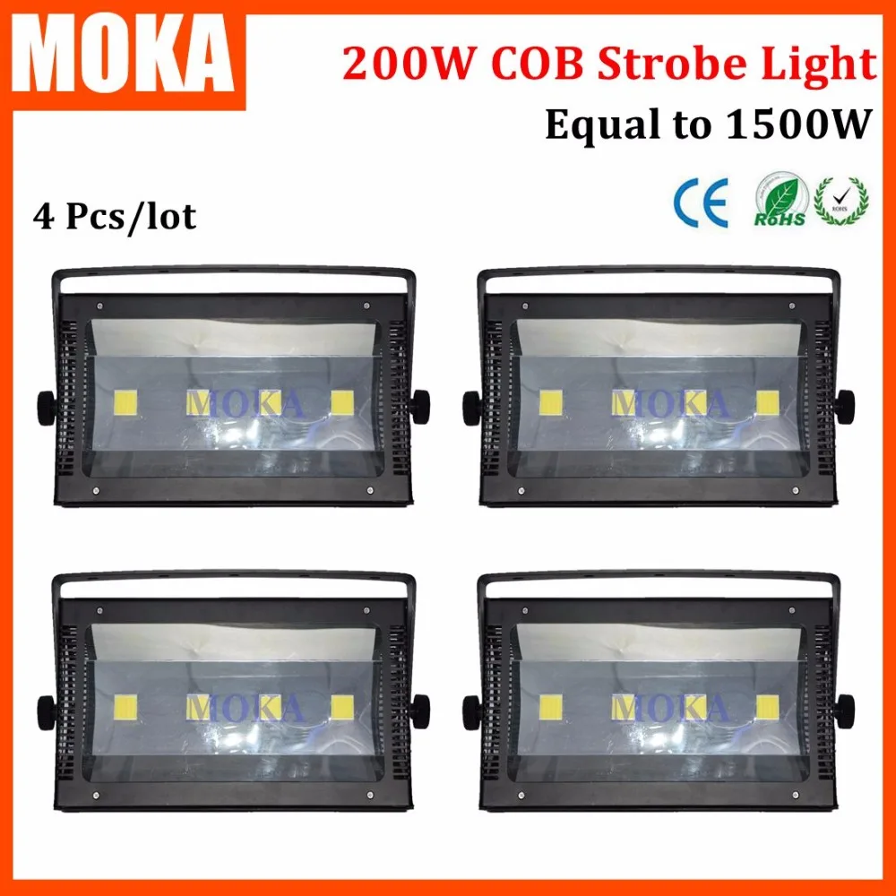 

4Pcs/Lot Atomic Strobe 200W 50w*4 LED COB Light 4Pcs COB Big High Brightness Lamp Light 0 - 25 Flashes/Second DMX 1/3/6 channels