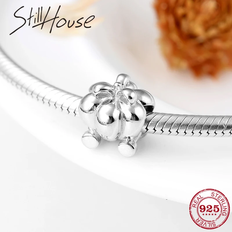 

Halloween gift Princess Pumpkin carriage 925 Sterling Silver Beads Fit Original pandora Bracelets Jewelry making 2018