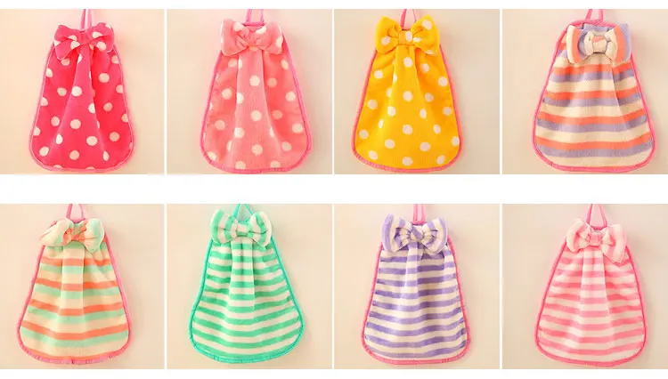 New Cute Bowknot Baby Hand Towels Striped Soft bathroom Towel Quick-drying hand towels for kids Candy Color 1PCS