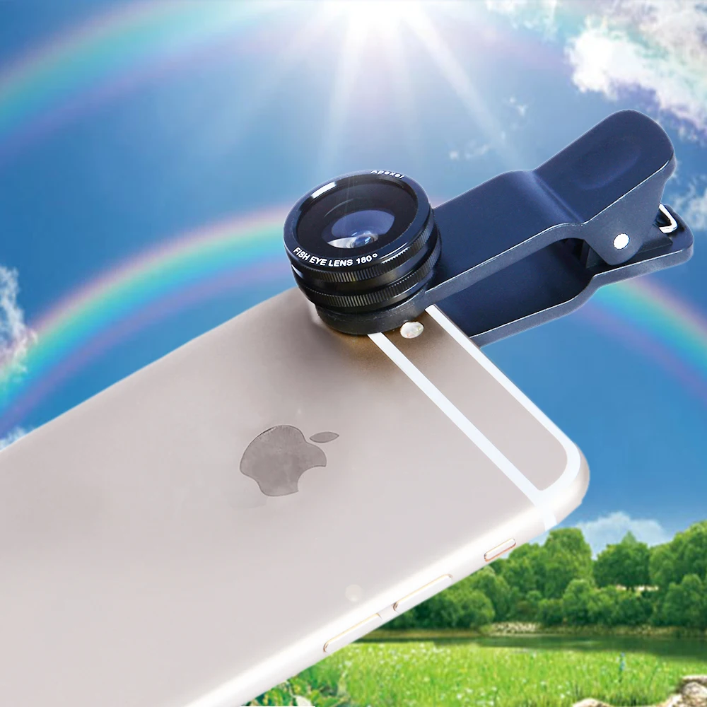 Объектив 180 Рыбий глаз Съемный телефон камера Универсальный зажим для iPhone x 7 6S plus