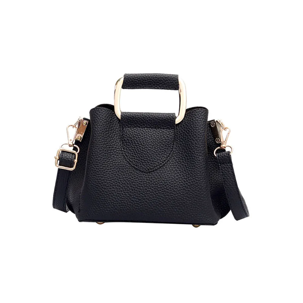 

Korean Style Women Portable bucket bag Simple casual lychee shoulder bag Leather Solid Color Zipper Messenger Bags clutch