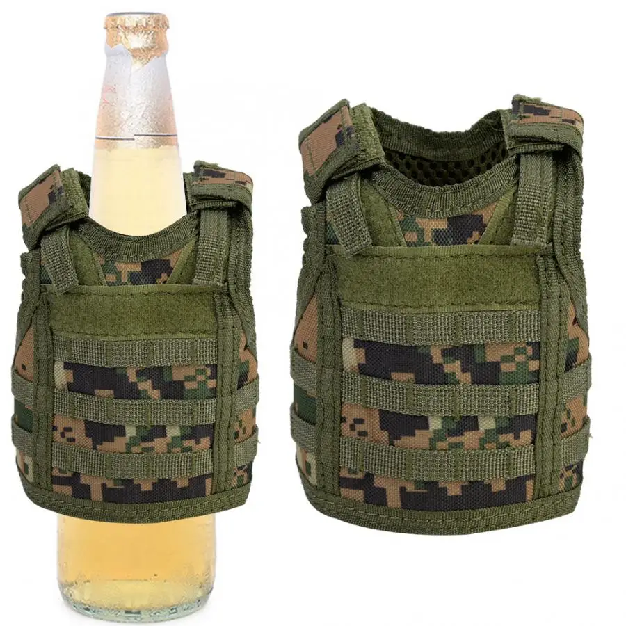 Новая тактическая бутылка пива жилет крышка военный Мини Миниатюрный Molle жилет Личная бутылка напиток набор с регулируемыми плечевыми ремнями