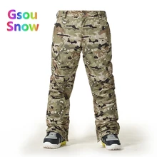 Gsou снег зимой на открытом воздухе Для мужчин Лыжный Спорт спортивные Водонепроницаемый камуфляж лыжные Брюки для девочек к Утепленная одежда одноцветное Цвет Сноубординг Мотобрюки