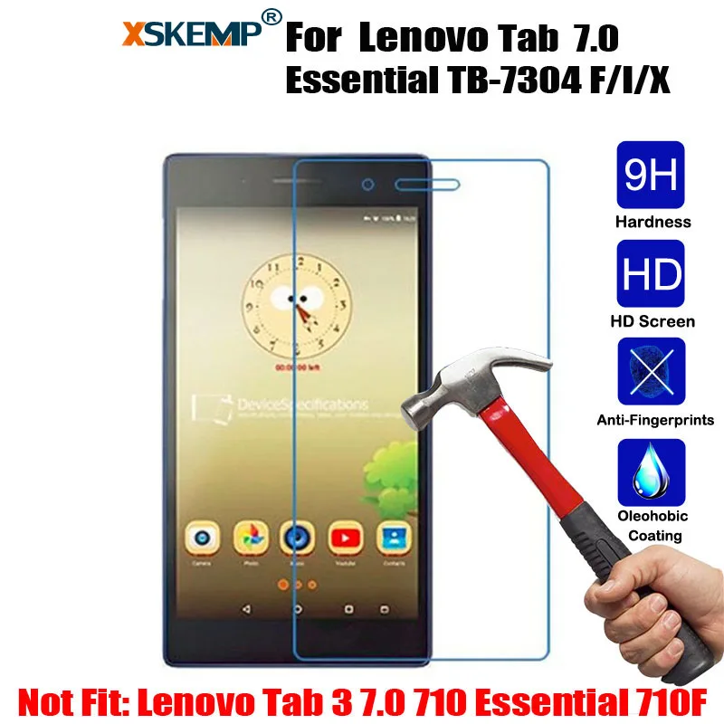 

XSKEMP 9H Tempered Glass For Lenovo Tab 7 Essential TB-7304 F/I/X Anti-Shatter 0.3mm Transparent Tablet Screen Protector Film
