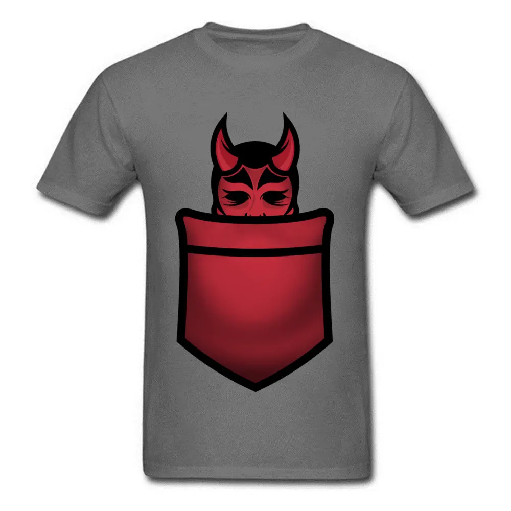 Fashionable Pocket Devil Street Short Sleeve Mother Day Tops Shirt 2018 Round Neck Cotton T-shirts Men T Shirts Pocket Devil carbon