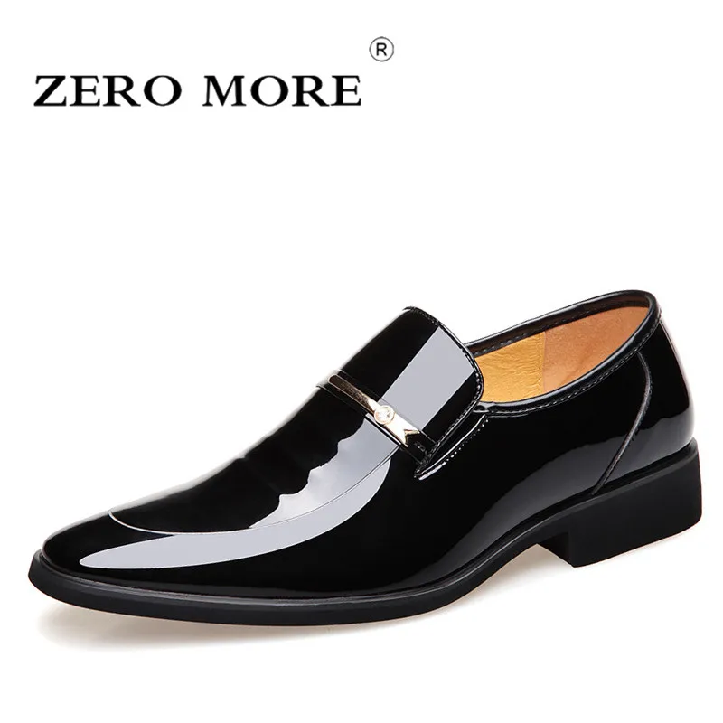 

ZERO MORE Mens Casual Shoes Hot Sale Patent Leather Pointed Toe Formal Design Shoes Men 2019 Slip On Loafers Male Shoes Casual