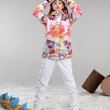 Женский Цветной лыжный костюм, женский костюм для скейтбординга, водонепроницаемая лыжная одежда, спортивная одежда с подкладкой