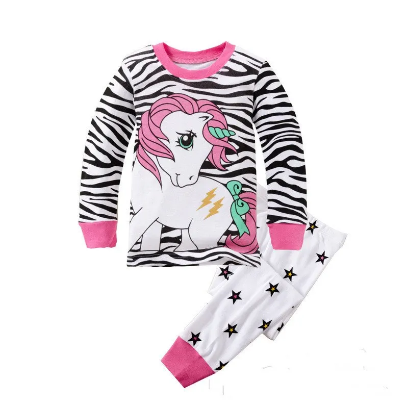 2019 Kids Girls Clothes Sets Children Cute Cartoon girls Sleepwear Long Sleeve Leisure Wear Cute Little Girls Pajamas suit