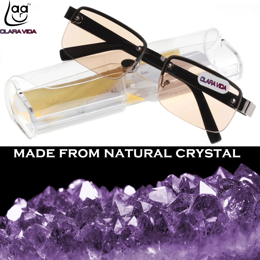 

= Clara Vida =Natural crystal Reading glasses brown lenses reading glasses alloy frame with case +1 +1.5 +2 +2.5 +3 +3.5 +4