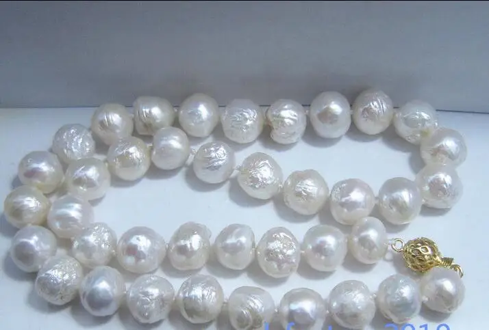 

Free Shipping >>>>>baroque luster AAA 18"11-12 MM NATURAL SOUTH SEA white PEARL NECKLACE 14K Go