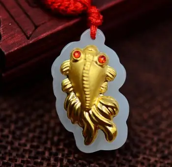 

3D gold inlay and Tianyu goldfish pendant h8#