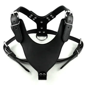 

Plain Soft Pu Leather Dog Pet Harness Fit For Chest size 17.5-24"