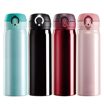 

Hot 500ML Solid Candy Color Classic Design Water Bottle Stainless Steel Thermos Office Lady Coffee Vacuum Flasks Drinkware