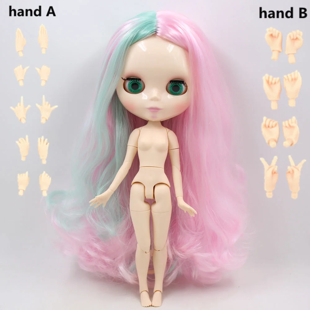 Обнаженная фабрика Blyth кукольные серии № 1017/4006 смесь розового и зеленого цвета волосы без челки из белой кожи BJD - Цвет: nude joint doll