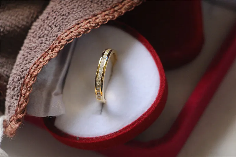 Цельное 925 пробы Серебряное кольцо из желтого золота с бриллиантами великолепное 0.23Ct кольцо принцессы с микропокрытием