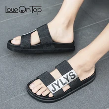 Летние мужские пляжные сандалии-шлепанцы модная Уличная обувь на плоской подошве