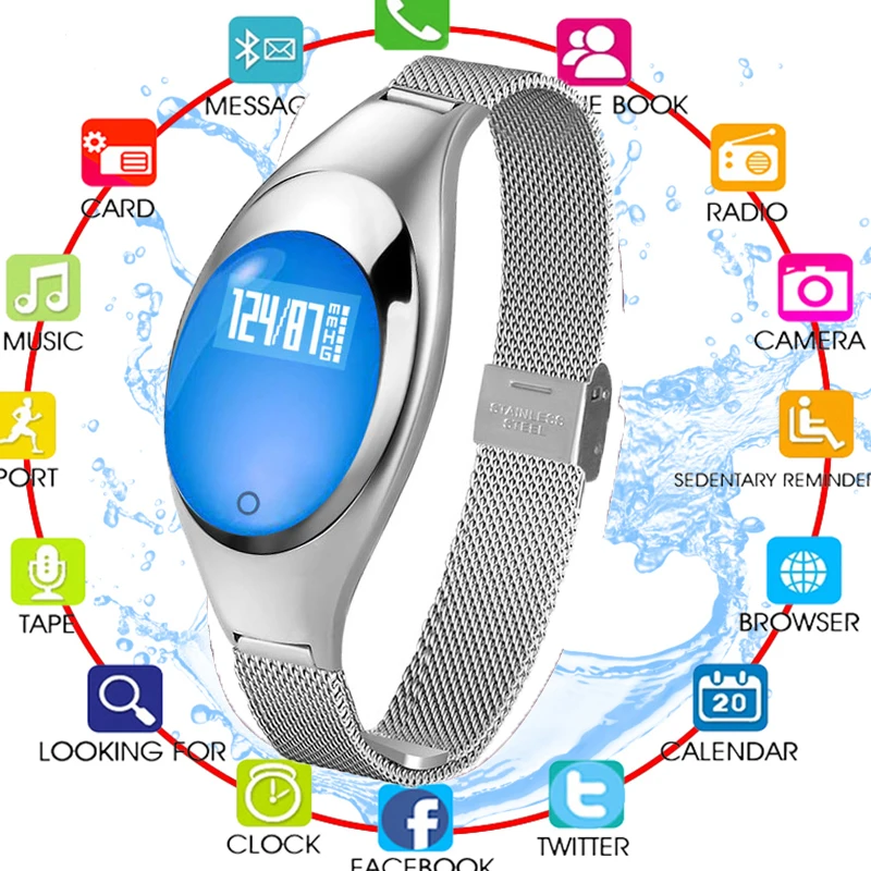 

Women Z18 Smart Watch Fashion Girl Friend Gift Heart Rate Monitor Smart Band Blood Pressure Pedometer Smartwatch as Gift
