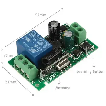 

RF Switch Remote Control AC 85~220V 1CH Relay Receiver for Universal Garage Control & electrical device of LED & Motor & Pump