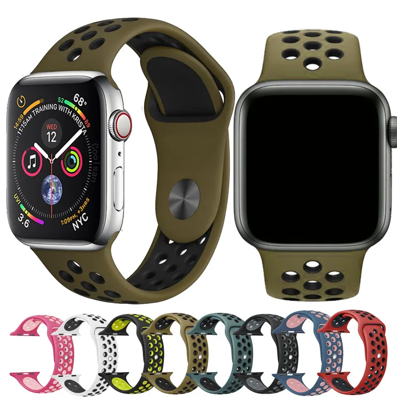 Силиконовый ремешок для Apple Watch 42 мм, 38 мм, 44 мм, 40 мм, браслет, спортивный ремешок для Apple watch, адаптер для iwatch 4, 3 и 2, браслет