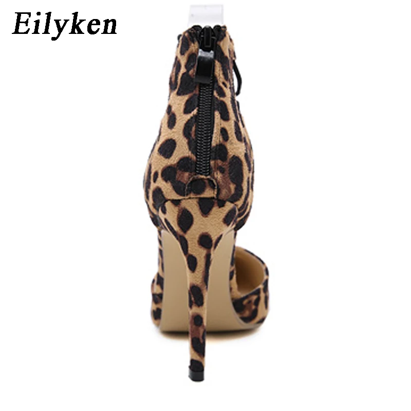 Eilyken/пикантные женские модельные туфли-лодочки с леопардовым принтом и острым носком вечерние туфли на высоком каблуке на молнии демисезонные туфли-лодочки Размеры 35-40