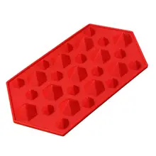 UESH-силиконовые 27-полости 3D с драгоценными камнями и вечерние бар кубика льда Шоколад Плесень лоток красный