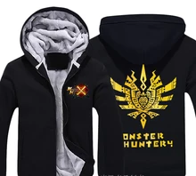 Japan Anime Monster Hunter X Kitchen Thick Fleece Mens Outwear Big Yards Cotton Hoodie Coat Jacket