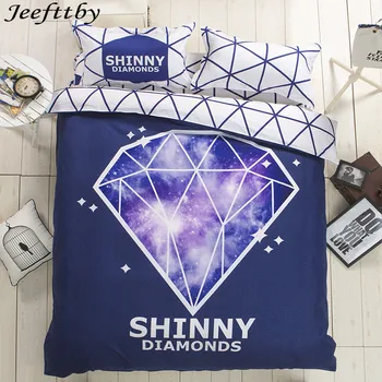 

3D Nordic Simple Large Version Diamond Design Decoration Bedding Sets 3/4pcs Bedclothes Bed Linen Duvet Cover Set Pillowcase