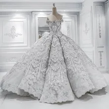 Robe De Mariage/свадебное платье принцессы; роскошное платье с длинным шлейфом; Vestido De Novia; Атласное Бальное платье с бисером; свадебные платья;