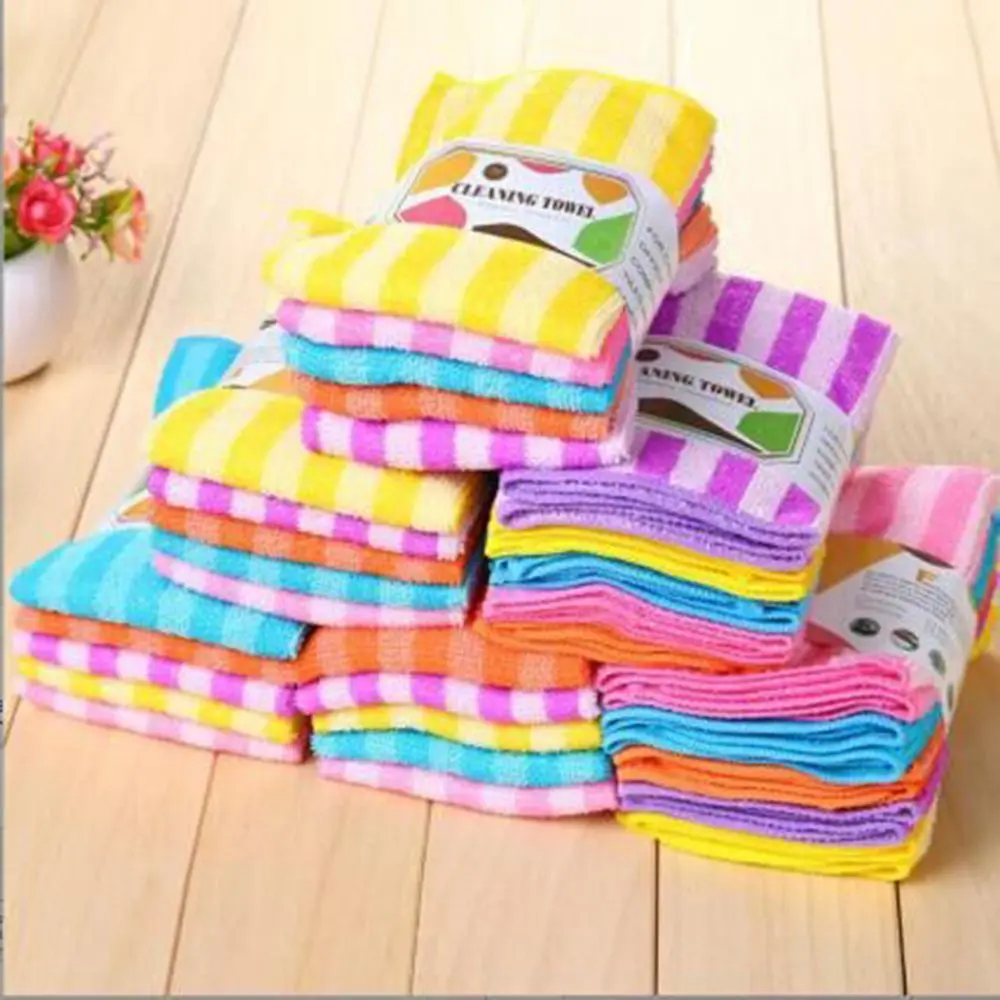 

5pcs Microfiber Water Color Bar Kitchen Cleaning Cloth Dish Towels Colorful