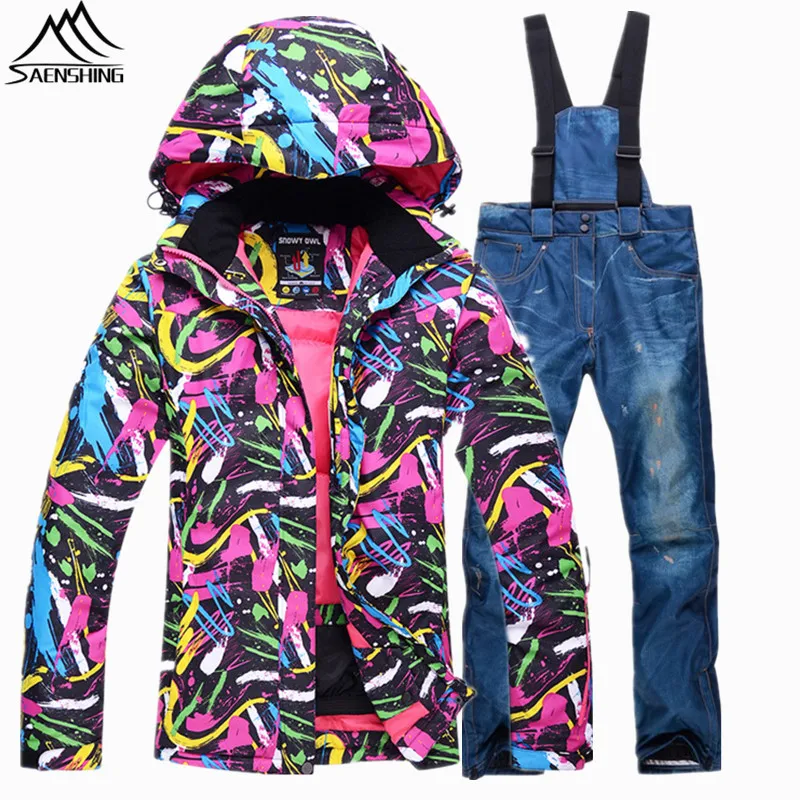 Saenshing warm ski suit female waterproof windproof colorful Mountain