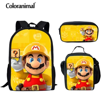 

Coloranimal Japanese Anime /Super Mario Bros Girl Boy Schoolbag Children Bookbag 3D Print Kid Set Mochila Backpack Shoulder Bags