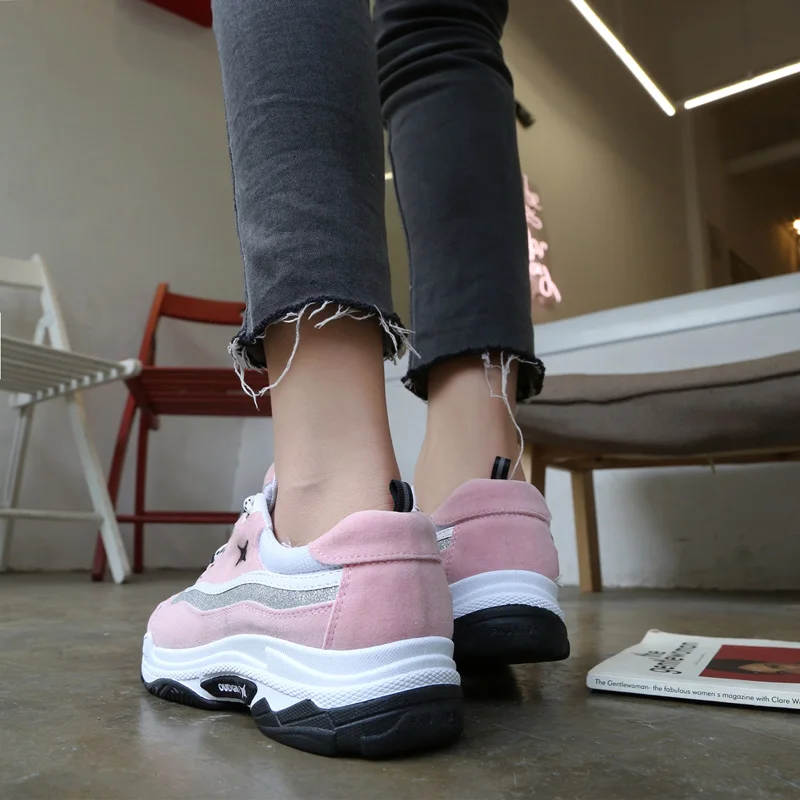 New Hot Style Women Running Shoes Lace Up Athletic Shoes Outdoor Walking PU Leather Waterproof Wedges Platform Women Shoes Women's Shoes