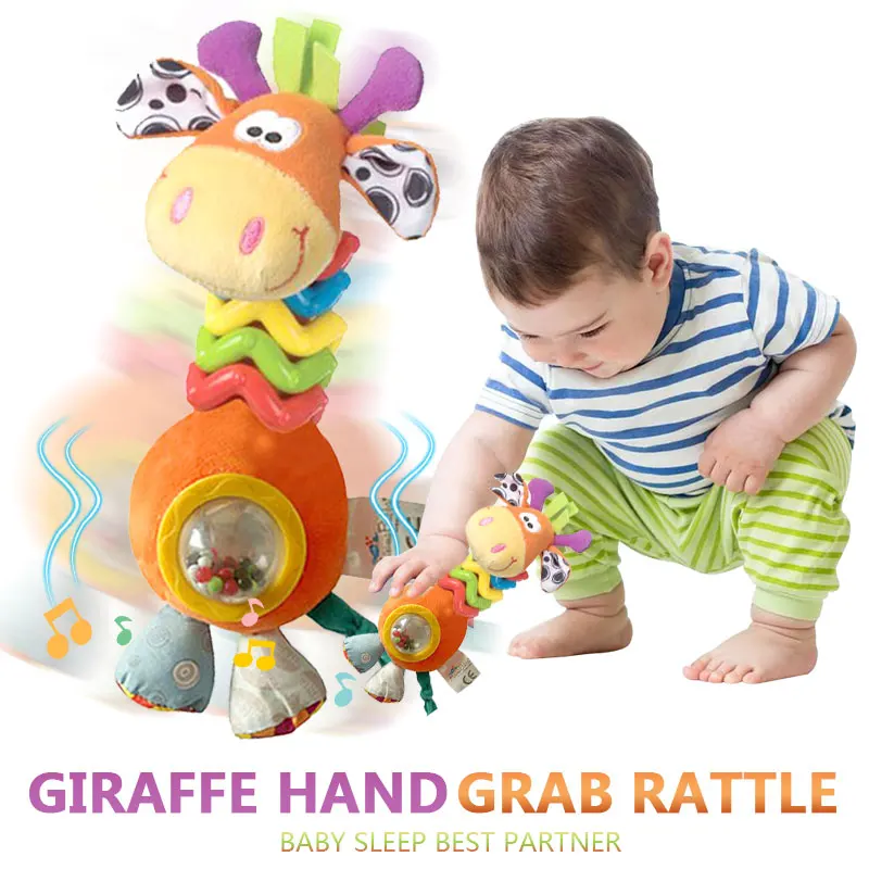 

Giraffe Rattle Giraffe Toy 1 Set Hobby Baby Cram Rattle Bell Plush Hanging Animal Soft Doll Soft Cot Bed