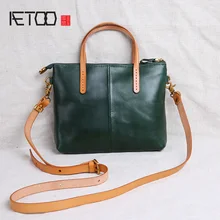 AETOO Handmade leather mini women's bag, vintage tanned cowhide one-shoulder slanted bag, literary handbag