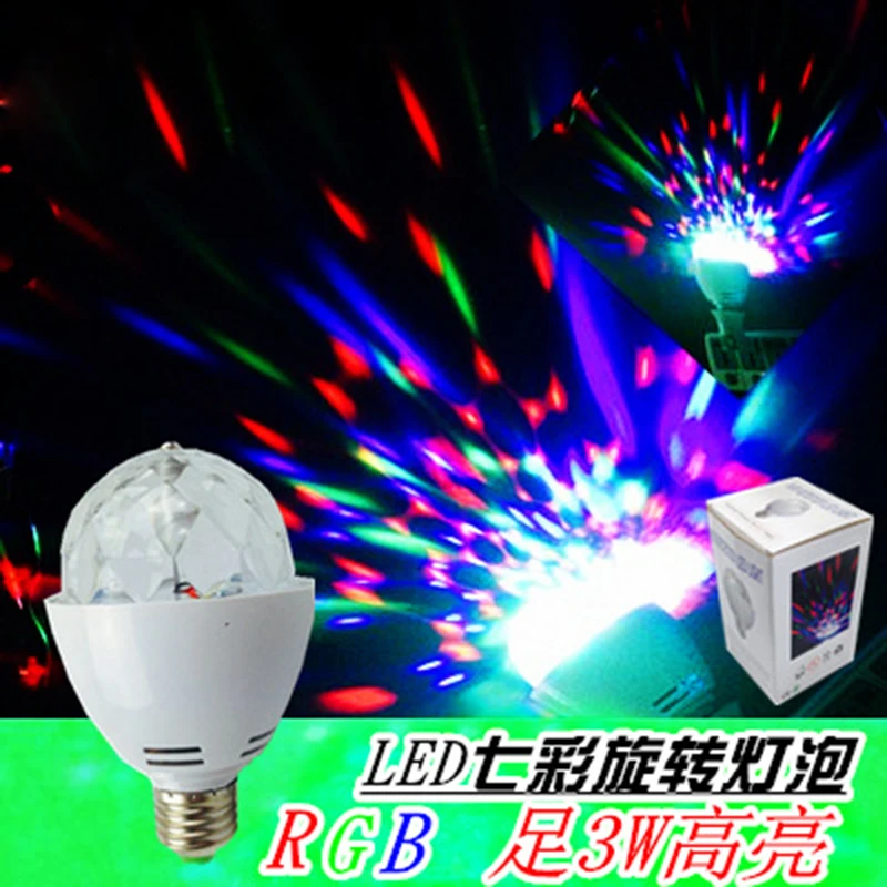 E27 3 Вт AC85 260 в цвет Автоматическое вращение RGB светодиодные лампы сценическая