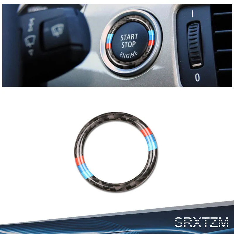 

SRXTZM Car Engine Start Stop Ignition Key Ring Sticker Carbon Fiber 3 Series For Bmw E90 E92 E93 Engine Start Button Cover