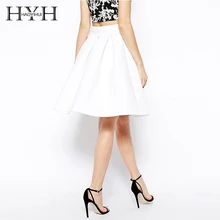 HYH HAOYIHUI белая женская трапециевидная узкая Базовая плиссированная юбка с высокой талией, элегантные вечерние женские плиссированные юбки миди