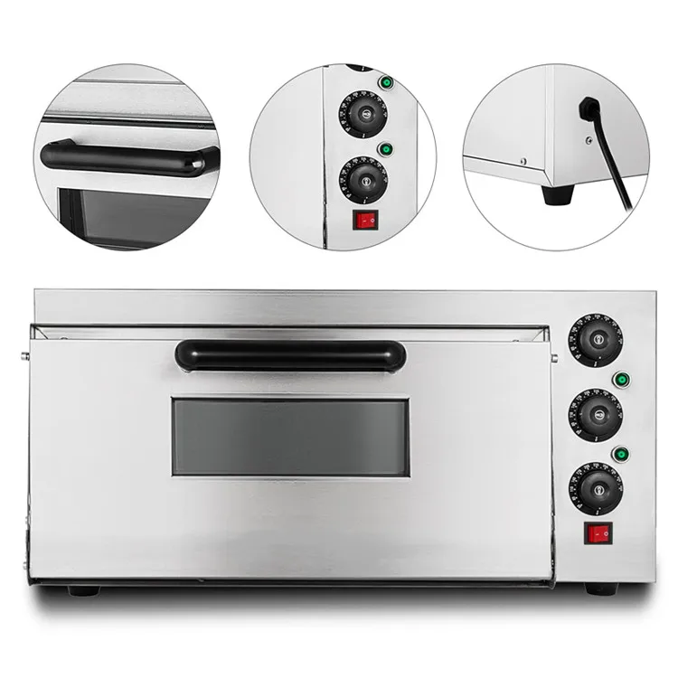Stainless Steel Commercial 2000 W Electric Pizza Oven Single Deck Baking Machine 110V/50Hz