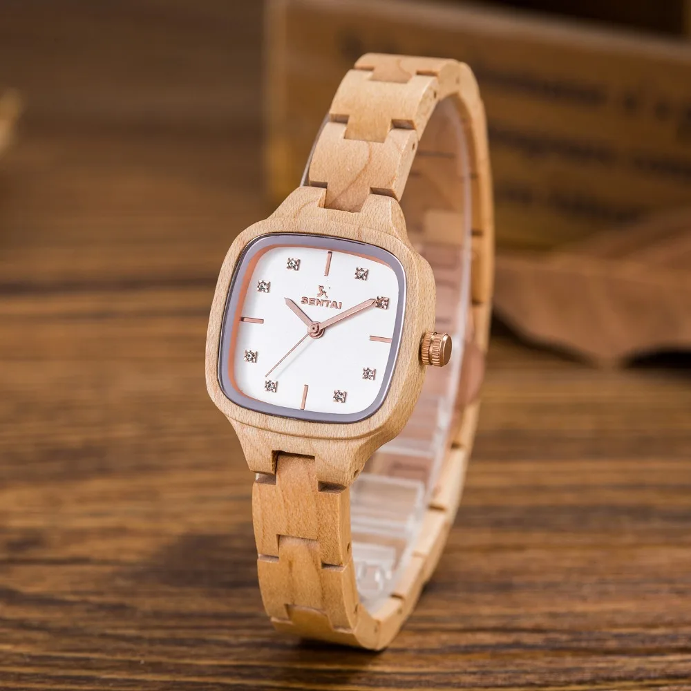 SENTAI Moda Donna Signore Della Vigilanza Movimento Orologi Da Polso Orologi  Cristalli Fatti A Mano In Legno Naturale di Legno Regalo per Lei Regali di  Natale|gift for her|gift giftsgifts for ladies -