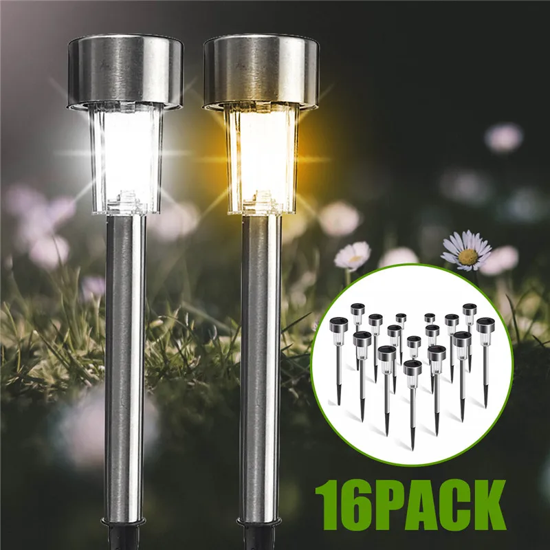Preise 16 Pack Solar Garten Lichter Outdoor Solar Powered Pathway Landschaft Spot Lichter LED für Villa Garten Park Balkon