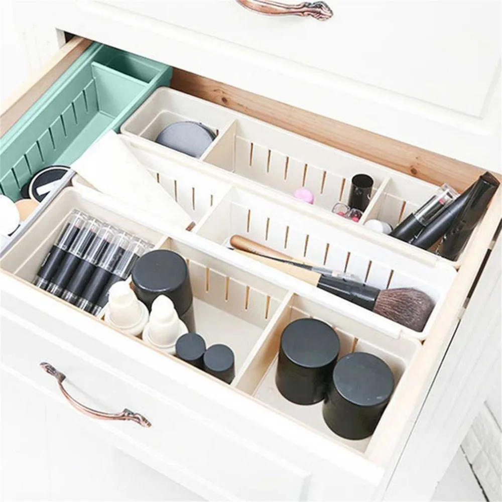 2 Colors Narrow Plastic Waterproof Adjustable Drawer Storage Organizer