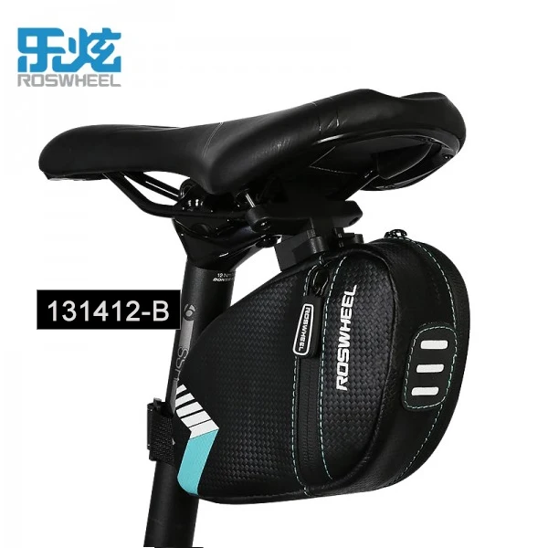 ROSWHEEL Borsa Da Sella Per Bicicletta: Nera, 1,2L, Con Strisce Riflettenti E Cinghie - 4