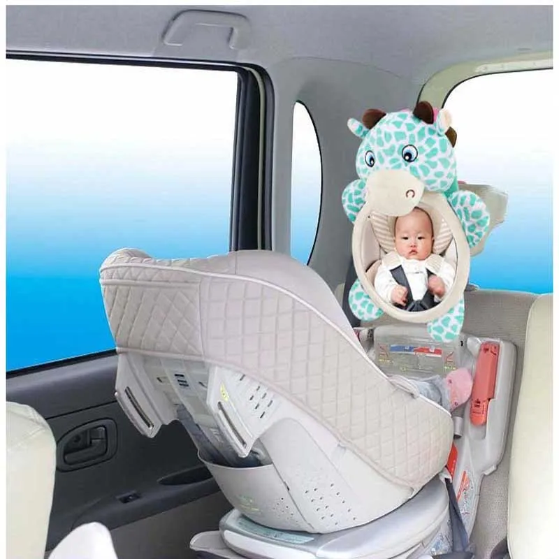Мультяшный олень, регулируемое безопасное сиденье, автомобильное заднее зеркало, подголовник, крепление для маленьких детей, Задние Зеркала для наблюдения, монитор, плюшевая игрушка
