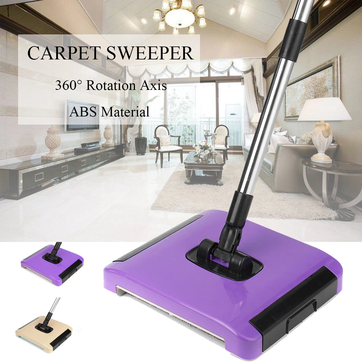 

Warmtoo Hand-push Carpet Sweeper Carpet Cleaner Spinning Brush Magic Broom Sweeping Machine Without Electricity Cleaning Machine
