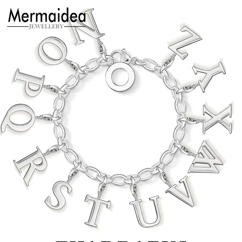 

Charm Pendant Letter of the Alphabet Good Jewelry For Women Men 2019 Club Gift 925 Sterling Silver Fit Bracelet