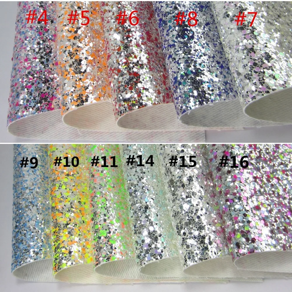 

30cmx134cm Multicolored Chunky Glitter Fabric faux Leather roll For Making hair Bows material earring bags Accessories DIY AY271