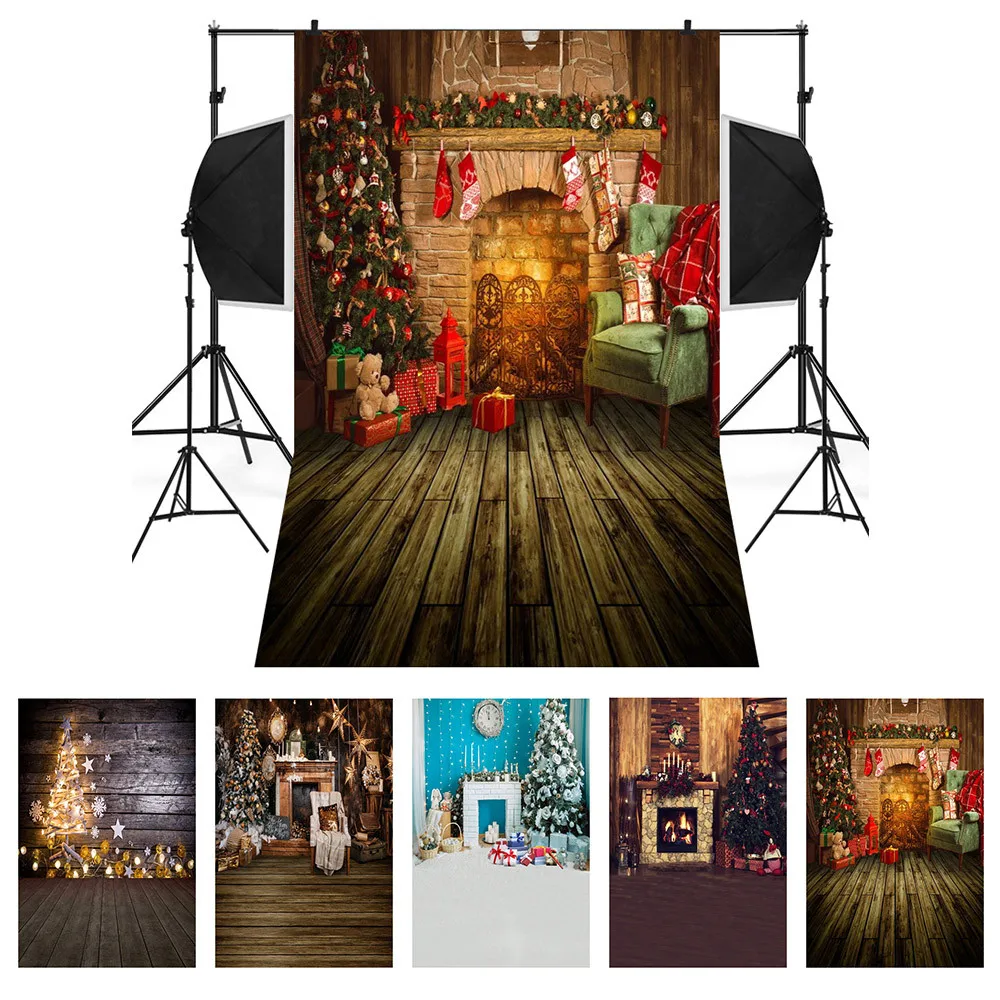 

Christmas Backdrops Tree Vinyl 3x5FT Fireplace Background Photography Studio Christmas Decor Photography Background #81630