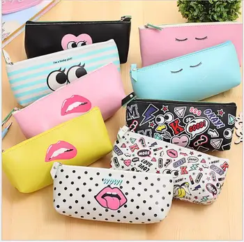 

Korea girl Sexy Lips PU pencil bag Stationery gift estojo escola office School supplies Papeleria kalem kutusu WJ0494