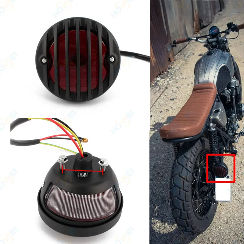 Универсальный ретро мотоцикл металлический черный гриль тормозной задний светильник номерной знак светильник для Harley Bobber Chopper Кафе Racer задний светильник