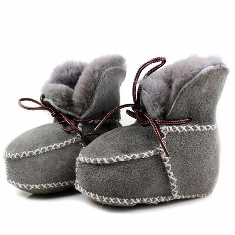 HONGTEYA/Новая зимняя плюшевая детская обувь; ботинки для младенцев; Теплая обувь; меховая шерстяная обувь для девочек; Детские ботиночки из овечьей кожи; ботинки для мальчиков из натуральной кожи